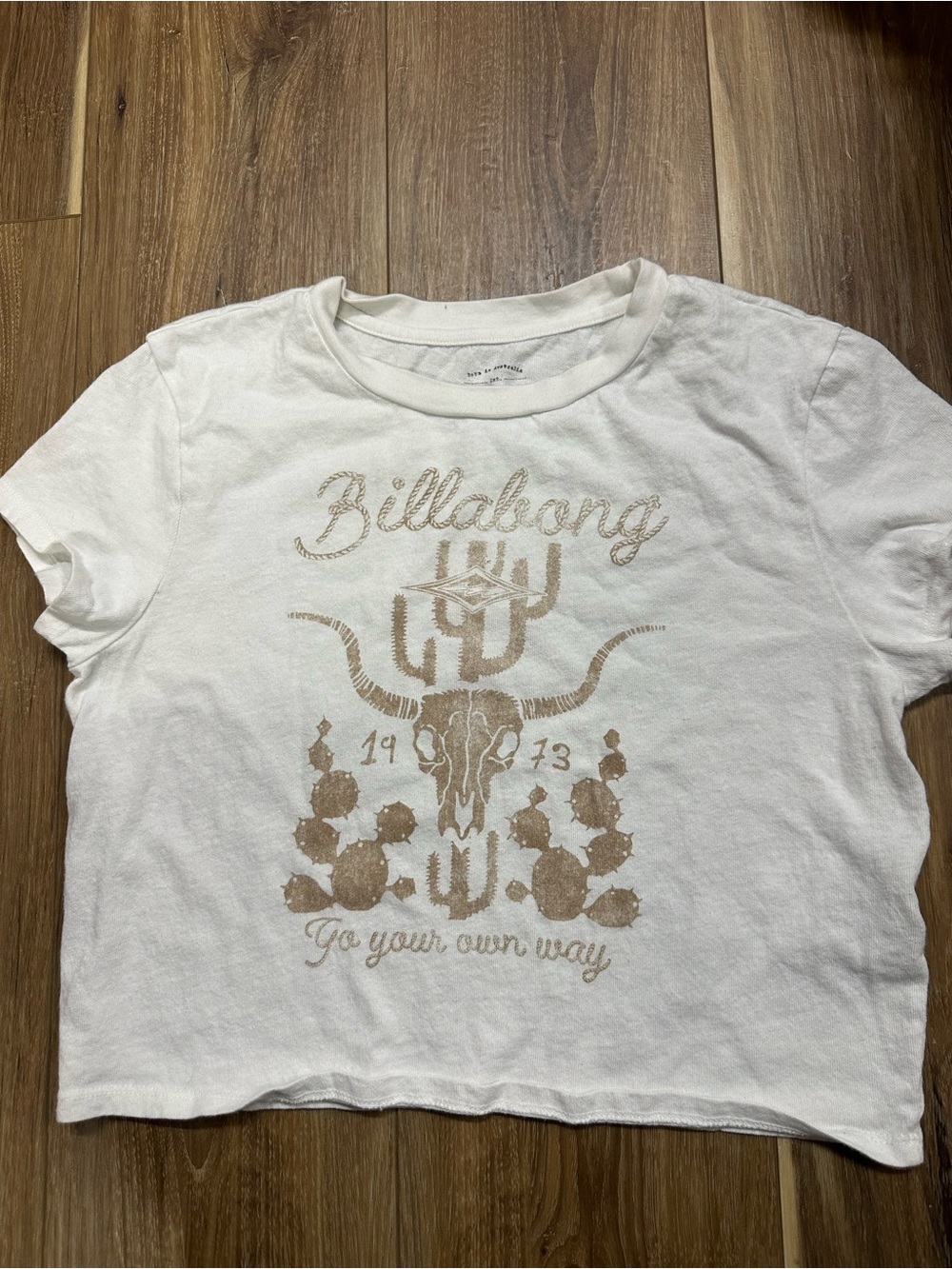 Billabong White Tee with Tan Southwestern Skull & Cactus Print